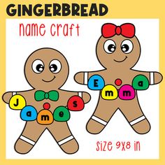 a gingerbread cutout with the name craft on it and an image of two gingerbreads