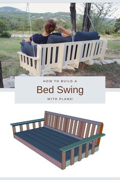 the instructions for how to build a bed swing with plans on it and an image of a