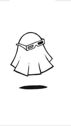 a black and white drawing of a dress with sunglasses on it's head, in the shape of a hat