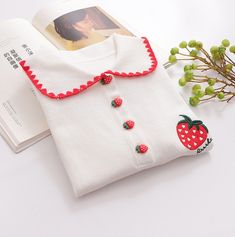 Kawaii Strawberry T-shirt PN5702 ●Size: Length 56 cm shoulder 38 cm bust 100 cm sleeve 25 cm ●Material:Cotton. (Please allow 1-3cm differs due to manual measurement.As different computers display colors differently,the color of the actual may vary slightly from the above images.Thanks for your understanding.) ●About Shipping: We attach great importance to the orders of each customer and parcel delivery. 1.Processing time: 2-3 business days. 2.Shipping time: 10-15 business days to US, please allow 3-4 weeks shipping to other country.(Shipping times can be affected by variable customs clearance times or public holidays.) Cute White Stretch T-shirt, Cute Long Sleeve T-shirt For Spring, Cute Stretch T-shirt For Spring, White Kawaii Crew Neck Top, Cute Long Sleeve Summer Tops, White Fitted Sweet Top, Cute Stretch T-shirt, White Fitted Sweet Style Top, Cute White Stretch Tops