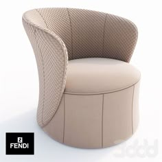 a white chair with a beige upholstered back and foot rest on the side