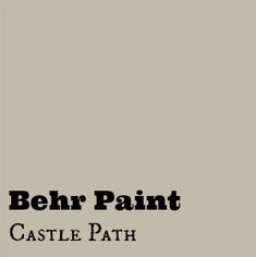 a book cover with the words behr paint castle path in black and white on it