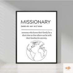 a black and white poster with the words, missionary