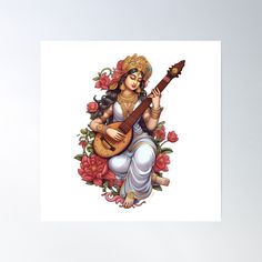 High-quality posters to hang in dorms, bedrooms or offices. Multiple sizes are available. Printed on 185gsm semi gloss poster paper. Additional sizes are available. Saraswati सरस्वती Sarasvatī Hindu goddess of knowledge, music, art, and learning Goddess Of Knowledge, Hindu Goddess, Music Art, Quality Posters, For Sale, Music, High Quality, Art