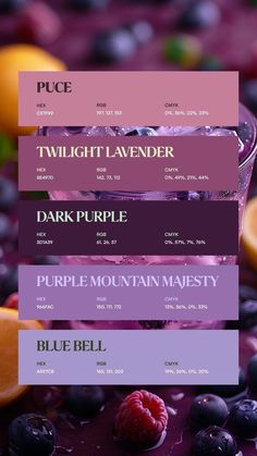 the website for purple mountain majesty is full of fresh fruits and vegetables, including blueberries