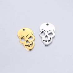 Halloween Skull Headpiece Accessory Material: 304 Stainless Steel Pendant Size: 12mm * 20mm Note: This product is vacuum-plated inside the furnace and is not easily to fade Quality guaranteed Quantity;5pcs Pendant and leather rope are sold separately, please match with a suitable style 【 Product Details 】: The picture shows brass rough embryo, which is not electroplated. It can be used for various earrings, bracelets, boxes, bags, and pendants, supporting welding processing, laser engraving, and Grim Reaper Skull, Headpiece Accessories, Copper Sheets, Skull Jewelry, Bag Packaging, Stainless Steel Pendant, Small Pendant, Grim Reaper, Halloween Skull