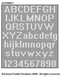 an alphabet cross stitch pattern with the letters and numbers in black and white, as well as