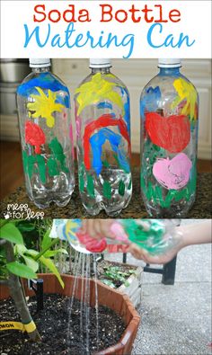 soda bottle watering can is an easy and fun activity for kids