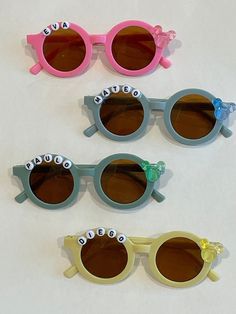 These mouse sunnies are a great gift or party favor for toddlers and young children. All of the little Mickeys and Minnies in your life will be the happiest kids on Earth!! Playful Sunglasses For Summer Playtime, Cute Summer Sunglasses For Birthday, Cute Sunglasses With Uv Protection For Playtime, Custom Name Sunglasses For Summer Beach, Custom Name Sunglasses For Beach In Summer, Cute Personalized Summer Sunglasses, Cute Customizable Sunglasses For Beach, Customizable Cute Summer Sunglasses, Fun Personalized Sunglasses For Summer