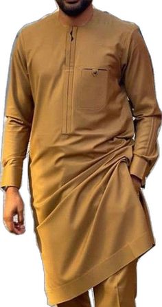 Brown Long Sleeve Traditional Wear For Eid, Formal Long Sleeve Brown Kurta, Traditional Long Sleeve Sets For Groom, Elegant Long Sleeve Kurta For Traditional Ceremonies, Elegant Long Sleeve Brown Kurta, Elegant Brown Festive Kaftan, Festive Long Sleeve Traditional Agbada, Festive Brown Elegant Kaftan, Elegant Brown Long Sleeve Thobe