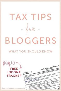 a pink and white poster with the words tax tips for bloggers what you should know