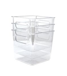 a clear plastic container with four compartments