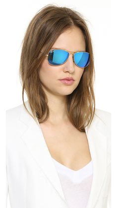 Lyst RayBan Mirrored Shrunken Aviator Sunglasses in Metallic