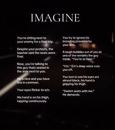 an advertisement with the words imagine written in white and black on it's dark background