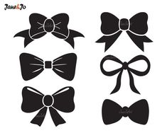 four different types of bow ties in black and white, each with an individual's name