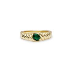 Introducing The Round Green Stone Twist Ring, a stunning blend of elegance and sophistication. Crafted from 18KT gold-plated sterling silver, this exquisite ring features a vibrant green gemstone set within a twisting band design. With its versatile 6mm band width and 4mm stone size, this ring is perfect for any occasi Wedding Anklets, Initial Earrings, Band Design, Evil Eye Ring, Twist Ring, Photo Locket, Green Gemstones, Vibrant Green, Chain Earrings