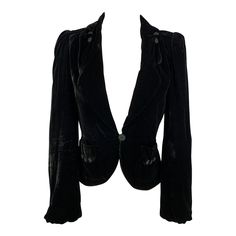 MARC JACOBS jacket comes in a black velvet rayon blend featuring a notch lapel, flap pockets, buttoned details, and a single button closure. Very Good Pre-Owned Condition. Marked: 2 Measurements: Shoulder: 14 inches Bust: 34 inches Sleeve: 24 inches Length: 22.5 inches Reference: 116837 Category: Jacket (Outdoor) More Details Brand: MARC JACOBS Size: 2 Color: Black Fabric: Rayon Blend Material: Velvet Age Group: Adult Gender: Female Black Velvet Single Breasted Outerwear, Chic Black Velvet Outerwear, Fitted Velvet Outerwear With Button Closure, Chic Black Velvet Blazer, Velvet Outerwear With Buttons For Work, Fitted Velvet Blazer With Button Closure, Fitted Velvet Blazer With Buttons, Long Sleeve Velvet Outerwear With Single Button, Hermes Kelly Bag