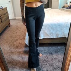 Strech Waist Band, Never Worn. Mid Rise On Me, Im 5'7 Free People Jeans, Free People Black, Waist Band, Bell Bottoms, Black Gray, Mid Rise, Black And Grey, Women Jeans, Free People