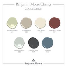 the behrannn moore classic collection is shown in shades of brown, beige, and