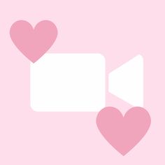 two pink hearts and a white speech bubble