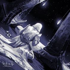 an image of a man on the moon in space