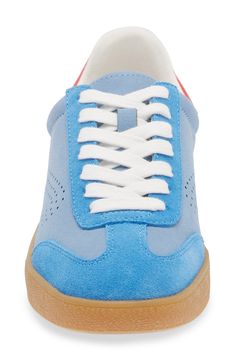 Bright and colorful blocking distinguishes an everyday sneaker built with a low profile for cool, casual style. Synthetic upper, lining and sole Imported Modern Blue Low-top Sneakers, Casual Blue Skate Shoes For Spring, Blue Low-top Skate Shoes For Spring, Blue Skate Shoes With Rubber Sole For Spring, Spring Blue Skate Shoes With Rubber Sole, Spring Blue Low-top Skate Shoes, Blue Skate Shoes With Rubber Sole, Casual Low-top Skate Shoes With Rubber Sole, Blue Skate Shoes For Spring