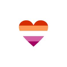 a heart with an orange and pink stripe on it