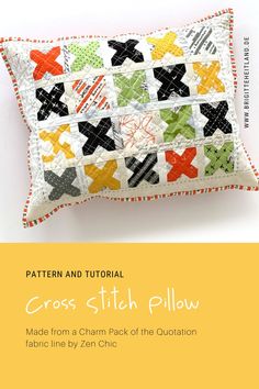 the cross stitch pillow pattern is shown