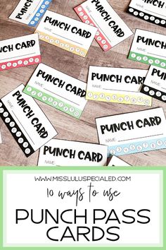 punch cards with the words punch card on them