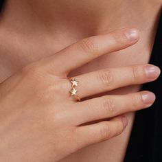 1- P R O D U C T ∙  D E S C R I P T I O N Designed with precision, this dainty Two Star Open Ring in 14K Solid Gold is a symbol of elegance and sophistication. Ideal for women who adore celestial jewelry, this double star ring serves as a perfect gift for her. Handcrafted with 14k gold, it's not only a piece of jewelry, but a lasting keepsake that promises durability and timeless appeal. 2- P R O D U C T ∙  D E T A I L S * Gold material: 14K solid gold * Choice of gold color: Yellow gold, Rose gold, White gold * Choice of ring size: - 5 US/CA - 5 1/4 US/CA - 5 1/2 US/CA - 5 3/4 US/CA - 6 US/CA - 6 1/4 US/CA - 6 1/2 US/CA - 6 3/4 US/CA - 7 US/CA - 7 1/4 US/CA - 7 1/2 US/CA - 7 3/4 US/CA - 8 US/CA - 8 1/4 US/CA - 8 1/2 US/CA - 8 3/4 US/CA - 9 US/CA * Dimensions: Thickness: 1.30 mm  3- S H I Tiny Star-shaped 14k Gold Jewelry, Rose Gold 14k Gold Star Jewelry, 14k White Gold Star-shaped Jewelry, White Gold Star-shaped 14k Gold Jewelry, Yellow Gold Star-shaped Promise Jewelry, 14k Gold Star-shaped Stamped Jewelry, 14k Gold Star-shaped Jewelry, 14k Gold Star-shaped Jewelry Stamped 14k, 14k Gold Star-shaped Fine Jewelry