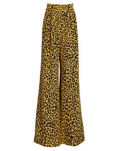 Wide leg pleated high waisted pant in cheetah. Fully lined in silk with belt loops to be paired with a matching signature belt, single breasted jacket, and silk blouse. 100% Silk Lining: 100% Silk Dry clean only Made in USA Free Domestic Shipping FINAL SALE Sergio Hudson, Leopard Pants, Evening Skirts, Single Breasted Jacket, Striped Blazer, Wide Legs, Silk Crepe, Dress Suits, Wide Leg Trousers