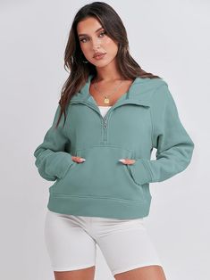 Great Lululemon Scuba Pullover Dupe from Amazon Winter Clothes 2023, Scuba Sweater, Scuba Sweatshirt, Zip Up Pullover, Cropped Quarter Zip, 2023 Outfits, Lululemon Scuba, Fleece Quarter Zip