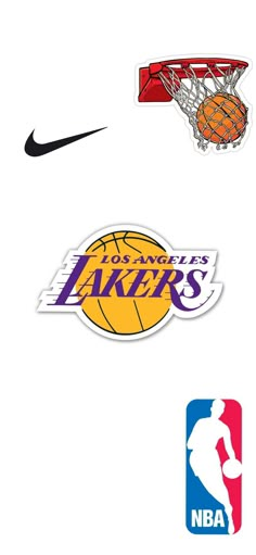 the logos of different sports teams are depicted in this image, including basketballs and hoop