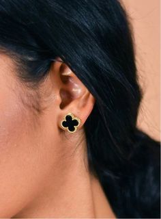 Onyx Earrings Studs, Black Onyx Earrings, 2 Rings, Bridal Stores, Onyx Earrings, Women's Jewelry And Accessories, Gold Plated Necklace, Stainless Steel Jewelry