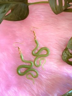 Oversized Earrings, Snake Jewelry, Earrings Statement, Green And Gold