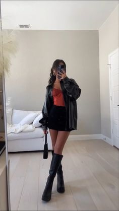 Winter 21st Birthday Dress, Fall Fancy Outfits Classy, Cute Winter Going Out Outfits For Women, Night Out Jacket Outfit, Party Outfit Inspo Winter, Rain Going Out Outfit, Knee High Boots Outfit Dinner, Party Outfit Corset Top, Night Out City Outfit