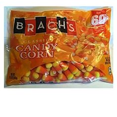 an orange bag filled with candy corn