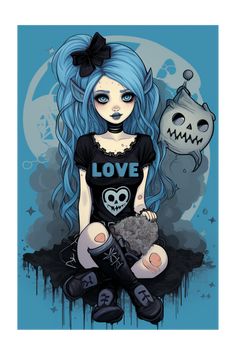 Pastel Goth Cute Girl Drawing Coloring Reference, Art For Halloween, Pastel Goth Fashion, Cute Anime, Kawaii Art