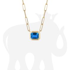 JP0125 'Manhattan' Emerald Cut East-West Pendant in 18K Gold Chain length: 16 in (Included) Stone Size: 9 x 7 mm Classic Topaz Gemstone Necklaces, Luxury Topaz Birthstone Necklace, Classic Blue Topaz Gemstone Necklace, Classic Blue Topaz Gemstone Necklaces, Classic Blue Topaz Necklace For Formal Occasions, Classic Blue Topaz Necklaces For Formal Occasions, Formal Blue Topaz Birthstone Necklaces, Formal Blue Topaz Necklace With Gemstone Accents, House In Nyc