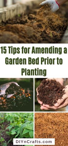 the garden bed is filled with dirt and mulchs to make it easier for plants to grow