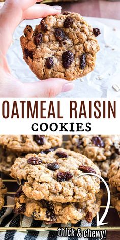 oatmeal raisin cookies with text overlay