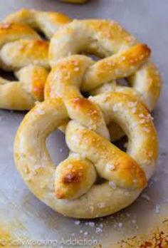 some pretzels are sitting on a table