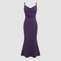 Never Worn. Bogo 50% Off On All Dresses & Skirts! (Discount Applied To Lower Priced Item.) Long Dark Purple Dress, Mini Dress Sleeves, Dark Purple Dress, Cider Dresses, Dark Purple Dresses, Chic Prom Dresses, Summer Gowns, Orange Midi Dress, Cowl Neck Dress