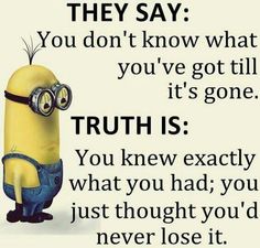 a minion with glasses on it's face and the words, they say you don