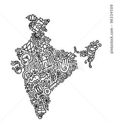 the map of india is made up of doodles