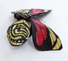 two yellow and black butterflies sitting on top of each other