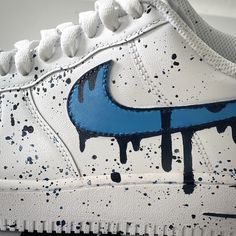 Drip Speckle - AF1's - Tommy Manning Art Artistic Blue Sneakers For Streetwear, Artistic Blue Sneakers With Custom Artwork, Blue Custom Artwork Sneakers With Round Toe, Blue Custom Sneakers With Artwork And Round Toe, Artistic High-top Custom Sneakers With Artwork, Artistic High-top Custom Sneakers, Artistic Custom Sneakers With Rubber Sole And Round Toe, Artistic Custom Sneakers With Rubber Sole, Artistic Blue Custom Sneakers With Waterproof Paint