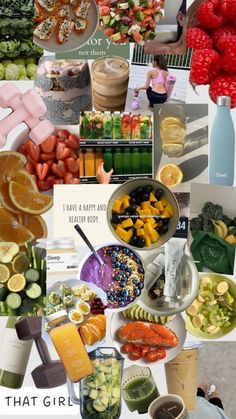 Mood Board Healthy Lifestyle, 2024 Vision Board Healthy Eating, Healthy Food Collage Aesthetic, Collage Healthy Lifestyle, Healthy Girl Asthetic Wallpaper, Foods And Drinks, Healthy Lifestyle Food, Healthy Food Motivation