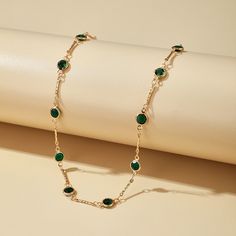 Length: 36.5 x 5.5cm Weight: 6g Shape: Round Necklace Type: Chain Necklace Material: Metal - Zinc Alloy Item Type: Necklace Chain Type: Link Chain Green Choker, Coin Choker, Necklace For Women Gold, Necklace Chain Types, Gold Chain Choker, Dainty Choker, Rhinestone Choker Necklace, Crystal Choker Necklace, Rhinestone Chain