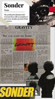 an advertisement for some sort of newspaper with the words, sounder and gravity on it